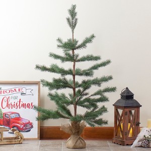 Northlight Real Touch™️ Ponderosa Pine Medium Artificial Christmas Tree with Jute Base – Unlit - 3' - 1 of 4