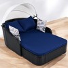Mshliw 79.9" Outdoor Sun Lounger with Adjustable Canopy, Curved Armrests, and Pillows – PE Rattan Daybed for Patio, Deck, or Garden - 3 of 4