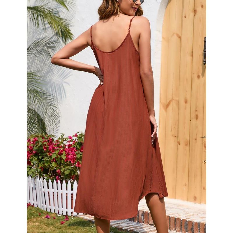 Women's Summer Round Neck Sleeveless Maxi Dresses Adjustable Spaghetti Strap Casual Loose Beach Long Dress with Lined, 5 of 8