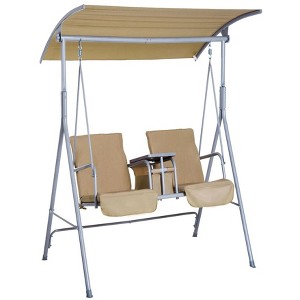 69"2 Person Porch Swing with Stand, Outdoor Swing with Canopy - 1 of 4