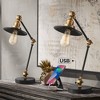 360 Lighting Taurus 20" High Small Farmhouse Rustic Industrial Desk Lamps Set of 2 USB Ports Adjustable Black Gold Home Office Living Room Charging - 2 of 4