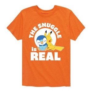 Boys' - Pokémon - The Snuggle Is Real Pikachu And Piplup Short Sleeve Graphic T-Shirt - 1 of 4
