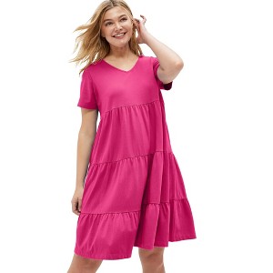 ellos Plus Size Tiered Knit Tee Dress - 1 of 3