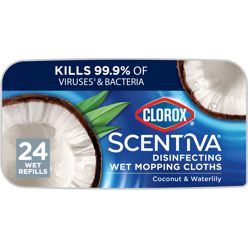 Photos - Garden & Outdoor Decoration Clorox Scentiva Disinfecting Wet Mopping Cloths - Coconut & Waterlily- 24c