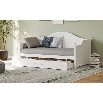APRILSOUL Twin Size Wood Daybed Extended Bed with Storage Drawers Wooden Sofa Bed for Living Room Guest Room, White