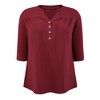 Women's Plus Size Pleated Notch Neck Button Front 3/4 Sleeve Dressy Casual Blouses - GRACE & GRANDEUR - 4 of 4