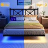 GDFStudio Zuri Modern Steel Floating Bed Frame with Storage Headboard, LED Lights and Charging Station - 4 of 4