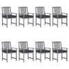 vidaXL Acacia Wood Patio Chair Set with Cushions, 8 Pieces, Durable & Weather-Resistant, Gray Anthracite, Outdoor Seating, Retro Style - 2 of 4