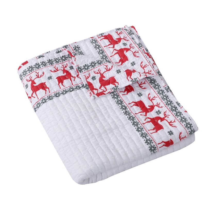 Rudolph Holiday Quilted Throw White - Levtex Home, 2 of 4