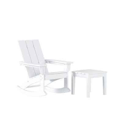 WestinTrends Modern Adirondack Outdoor Rocking Chair with Side Table Set