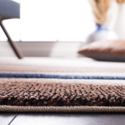 Beige and Blue Rectangular Stain-Resistant Synthetic Area Rug