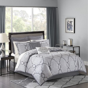 Gracie Mills Tommie 12-Piece Damask Comforter Set with Cotton Bed Sheets - 1 of 4