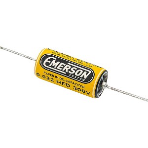 Allparts Allparts Emerson Custom Paper-in-Oil Capacitors 0.022uf Yellow & Cream, Single - 1 of 1