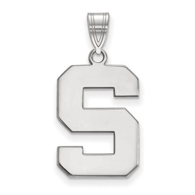 Black Bow Jewelry 10k White Gold Michigan State Spartans NCAA Large Pendant