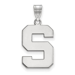 Black Bow Jewelry 10k White Gold Michigan State Spartans NCAA Large Pendant - 1 of 3