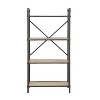 TOAOTBNBO 4-Tier Freestanding Metal Bookshelf with Stroage Cabinet, Open Bookcase for Office Tall Industrial Book Shelf with Crossbars, Gray - 2 of 4