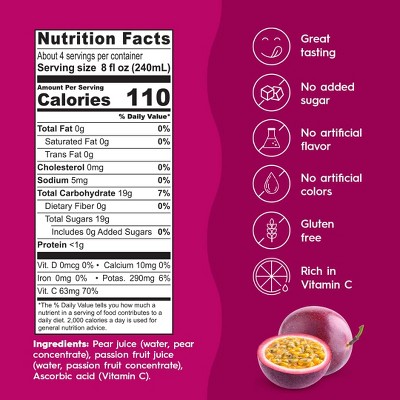 Ceres 100% All Natural Pure Fruit Juice Blend - Delicious Passion Fruit Edition - No Added Sugar or Preservatives - 33.8 FL OZ (Pack of 6)