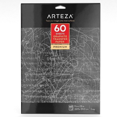 Arteza Graphite Transfer Paper, 9" x 13", 60 Gray Sheets (ARTZ-8096)