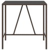 vidaXL Outdoor Bar Table with Glass Top, Brown Poly Rattan, Powder-Coated Steel Frame, Tempered Black Glass, Weather-Resistant - 43.3"x27.6"x43.3" - 3 of 4