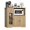 Kitchen Microwave Cabinets with Storage, Buffet Cabinet Sideboard with 3 Doors,1 Drawer and Adjustable Shelves, Pantry Storage Cabinet ,Natural ? - 4 of 4