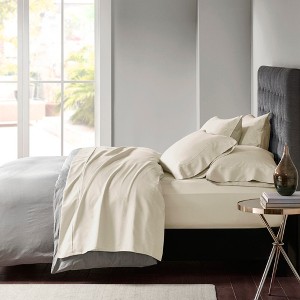 Elegant Cotton Blend Solid Sateen Sheet Set, All Season Bedding Set, Cozy Home Textile fits Lux Bedroom Decor - 1 of 4
