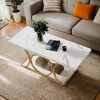 Hommoo Rectangle Coffee Table, 47.24" Center Table Faux Marble - 3 of 4