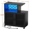 Aheaplus Wine Bar Cabinet with Wine Rack and Glasses Rack, Coffee Bar with Charging Station and Wheels - 2 of 4