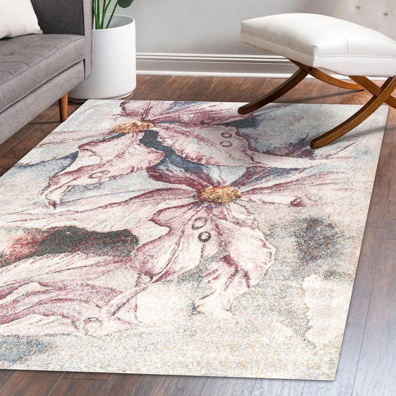 Pastello Modern Abstract Muted Flowers Area Rug - JONATHAN Y, 4 of 12