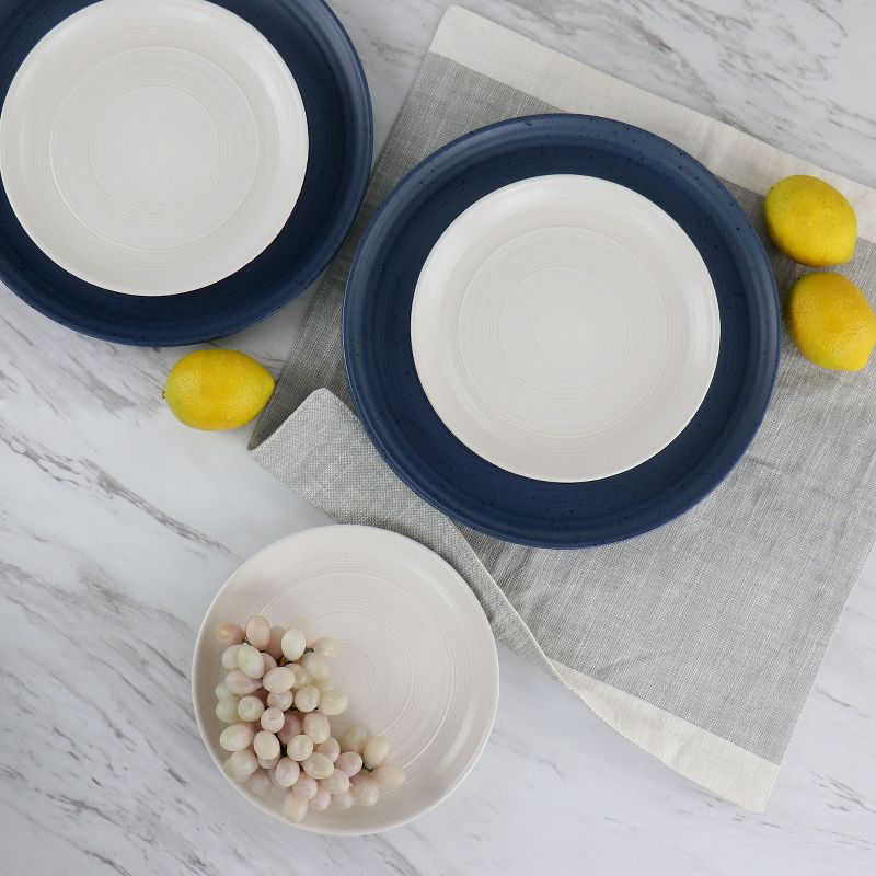 Gibson Bee and Willow Home 7 Inch 4 Piece Round Stoneware Appetizer Plate Set in Matte White, 2 of 7