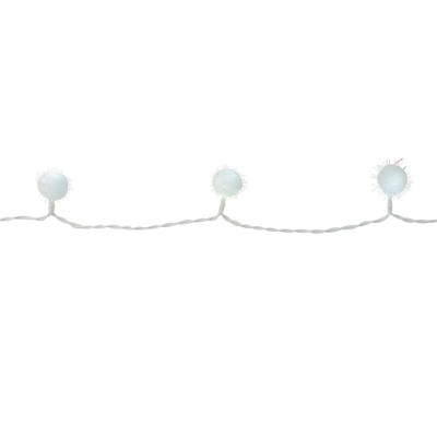 Kaemingk 40ct LED Iridescent Snowball Christmas Lights White - 19.2' White Wire