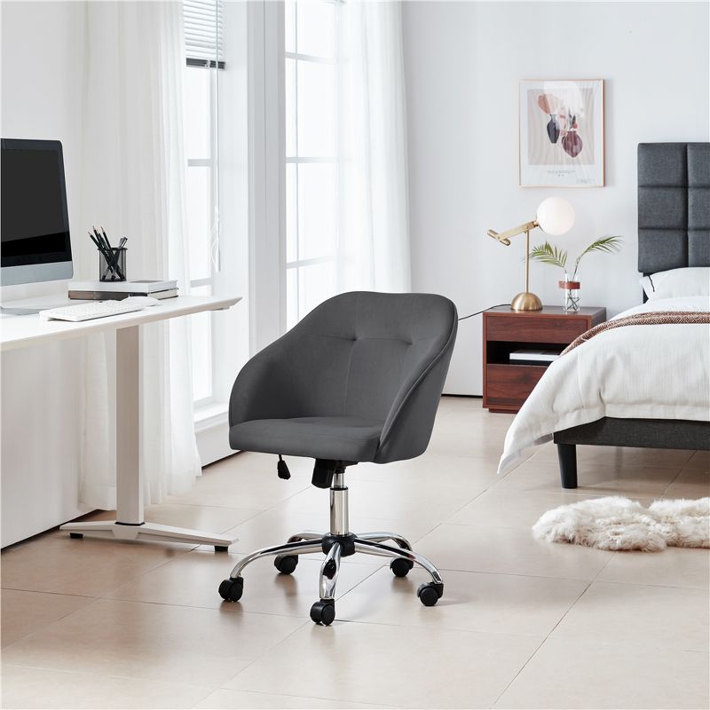 Yaheetech Velvet Desk Chair for Home Office, Soft Height Adjustable 360° Swivel Computer Chair, 3 of 10