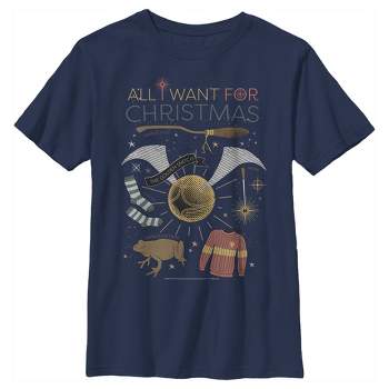 Boy's Harry Potter All I Want for Wizard Christmas T-Shirt