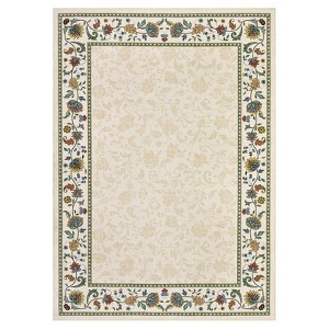Washable Floral Print Geometric Bordered Rugs for Living Room, Ultra Thin Non Slip Retro Accent Large Carpet for Bedroom Dining Room - 1 of 4
