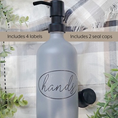 Gray and Black 16oz Glass Soap Dispenser Bottles with Stainless Steel Pump Tops