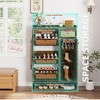 Rattan Shoe Cabinet, Narrow Freestanding Shoe Organizer with 3 Flip-Drawers & 4 Adjustable Shelves, Shoe Storage Cabinet - 4 of 4