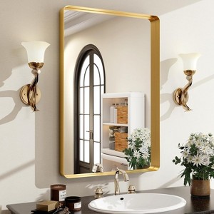 30x22 Inch Silver Bathroom Mirror, Aluminum Alloy Frame with Horizontal/Vertical Mount - 1 of 4