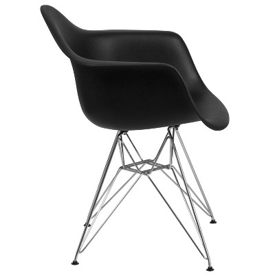 Sleek Black Polypropylene Accent Chair with Geometric Chrome Base