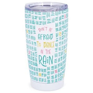 Elanze Designs Don't Be Afraid Dance in the Rain Hash Mark Wrap-Around Design 20 Ounce Stainless Steel On-The-Go Coffee Mug, Thermal Travel Tumbler - 1 of 4