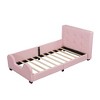 YOOCOZZ Twin Size Upholstered Wood Platform Bed with Headboard and Right Guardrail - 3 of 4