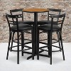 Emma and Oliver 24RD Natural Table Set-X-Base-4 2Slat Back Stools,Black Seat - 2 of 2
