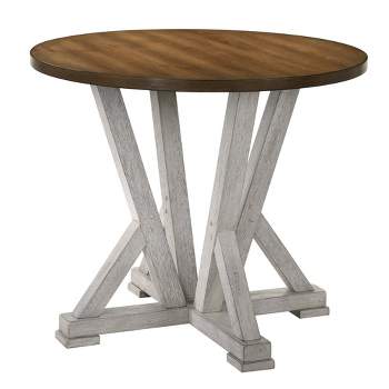 41" Naxti Rustic Round Counter Height Table Light Oak/Antique White - HOMES: Inside + Out