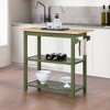Breighton Home Designs2Go 3 Tier Butcher Block Kitchen Prep Island with Drawer in Dark Sage Green/Butcher Block - 2 of 4