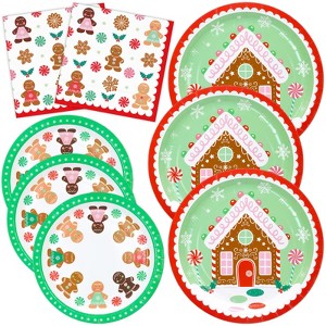 DYLIVeS Christmas Plates and Napkins Party Supplies, 150 Pcs Christmas Disposable Dinnerware Bulk ,Xmas Paper Plates and Napkins Tableware Set - 1 of 4