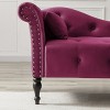 Beautyolove 60.6" Velvet Chaise Lounge Buttons Tufted Nailhead Trimmed Solid Wood Legs with 1 Pillow,Burgundy - 2 of 4