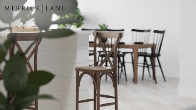 Dark Antique 30 Inch Wooden Cross Back Bar Stool