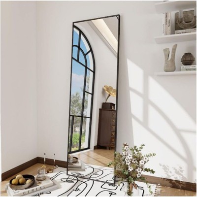 Homlux Rectangular Wall Mounted, Full Length Door Mirror 14"x48", Black
