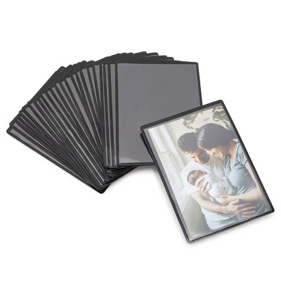 Okuna Outpost 25 Pack Black Magnetic Picture Frames for Refrigerator, Fits 4 x 6 Inch Photos (4.5 x 6.5 In)