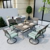 Pamapic 7-Piece Metal Patio Outdoor Dining Set with Rectangle Table and Rattan Swivel Chairs with Cushion - 2 of 4