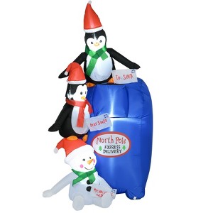 SEVOBAL 6ft Christmas Inflatables Outdoor Decorations North Pole Mailbox with Snowman, Blow-Up Yard Christmas Decor, Blue, 35.5"*43.25"*72.75" - 1 of 4