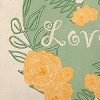 16"x16" Valentine's Day Love and Roses Square Throw Pillow Fresh Green - e by design: Polyester, Indoor Use, Sewn Seam Closure - 2 of 4